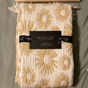Rachel Zoe Cream and Gold Floral Throw